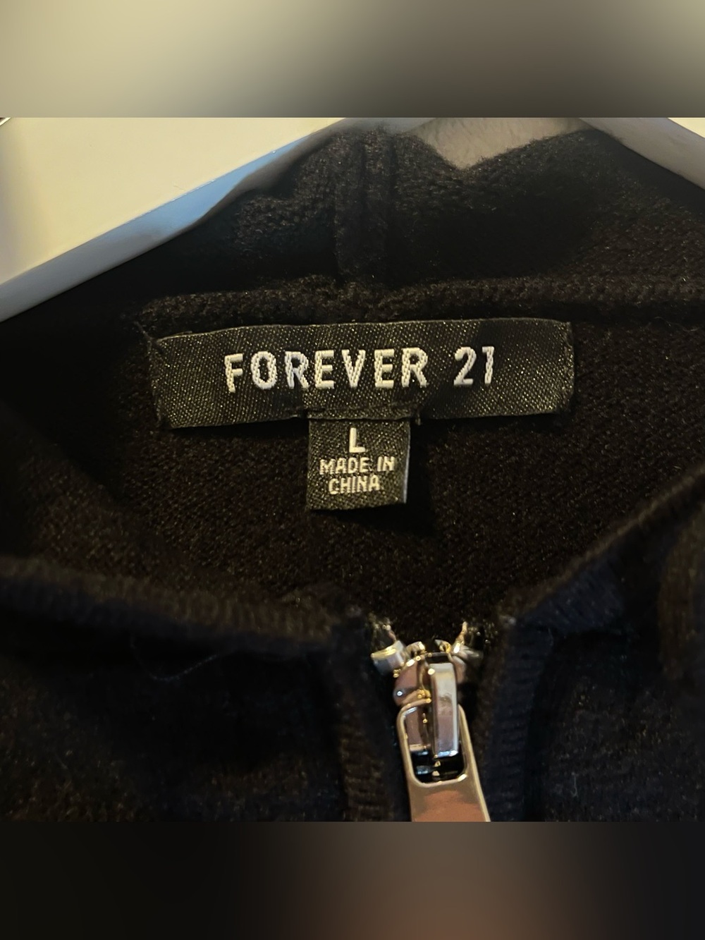 Forever 21 Black Hooded Zip Sweater - Picture 3 of 4